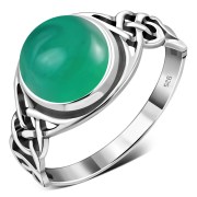 Green Agate Celtic Knot Silver Ring, r542